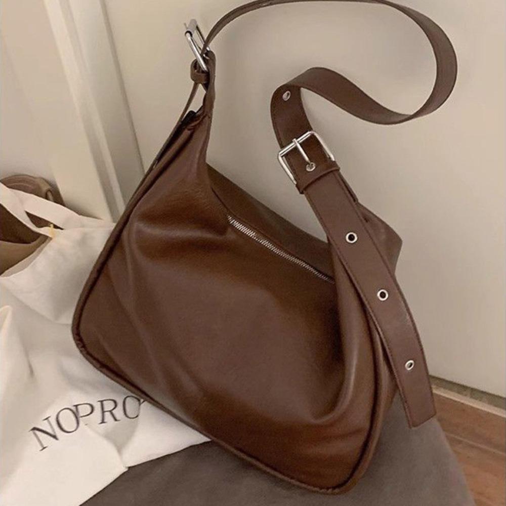 

Solid Color Pillow Crossbody Bag Pillow Bag Shoulder Bag Fashion PU Dumpling Bag Girls/Female кофейный