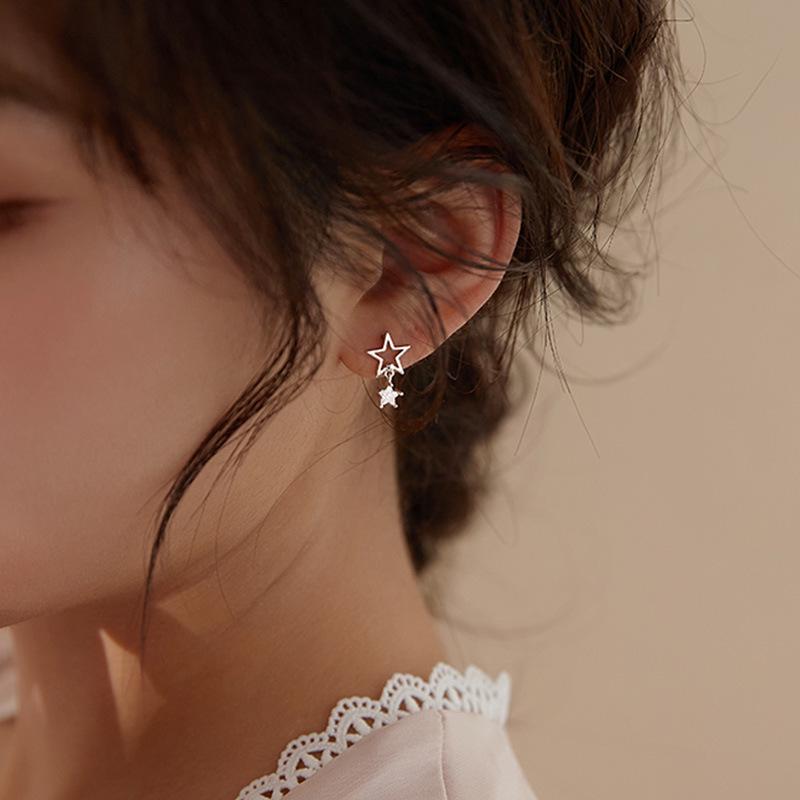 Asymmetrical Korean Style Star Tassel Stud Earrings for Women - Retro Fashion Hip Hop Jewelry