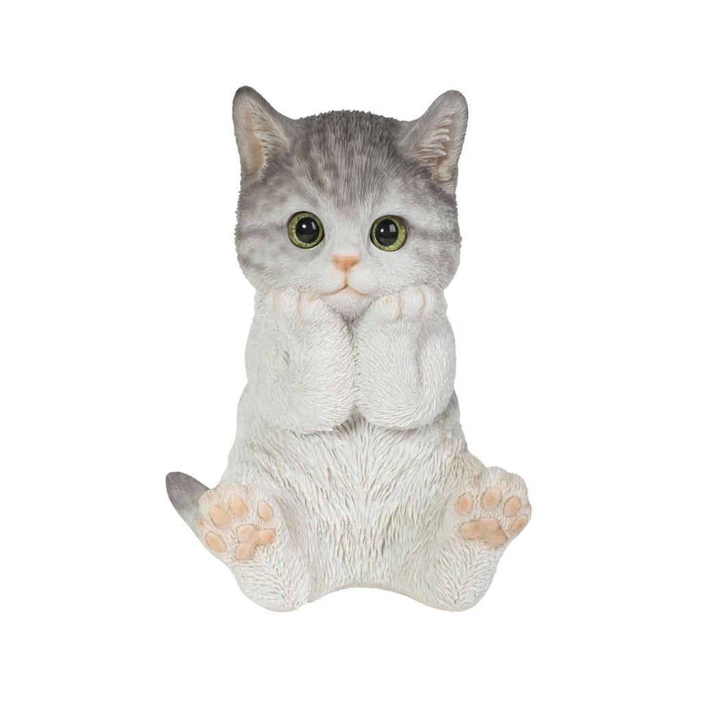 Ubia Tabby and White Cat Resting On 12 X 11 X 17 Garden Cheek, Cm, Figurine, Animal, Decoration, Cat, H23003-16