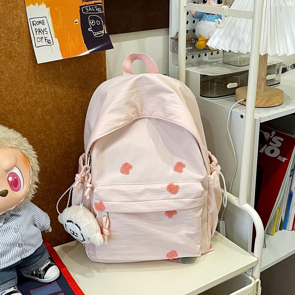 Schoolbag Girl Schoolbag Simple Versatile Backpack College Student Middle School Student Cute Embroidered Pony Light Travel Backpack