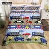 Kids Equipment Trucks Duvet Cover King Boys Cartoon Car Bedding Set Construction Highway Comforter Cover Set