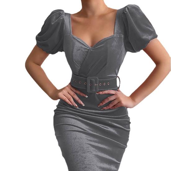 Women Dress Close Fitted for Outdoor Soft Texture Sexy Square Collar Popular Comfortable