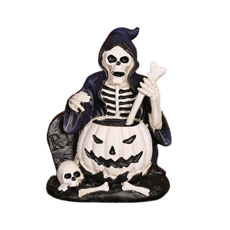 Resins Skull Figurine With Intricate Detailing Meditating Skeleton Miniature For Halloween Tabletop Displays Decoration