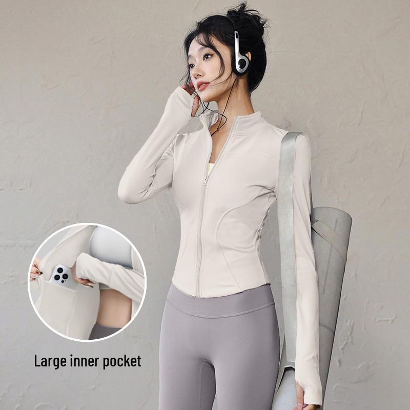 Women's Slim Fit Zipper Yoga Jacket with Sun Protection - Long Sleeve, Quick Dry Sportswear for Running & Fitness