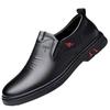Qingting Men's 2025 Soft Sole Leather Slip-On Business Casual Shoes - Non-Slip, Round Toe, Dad Style