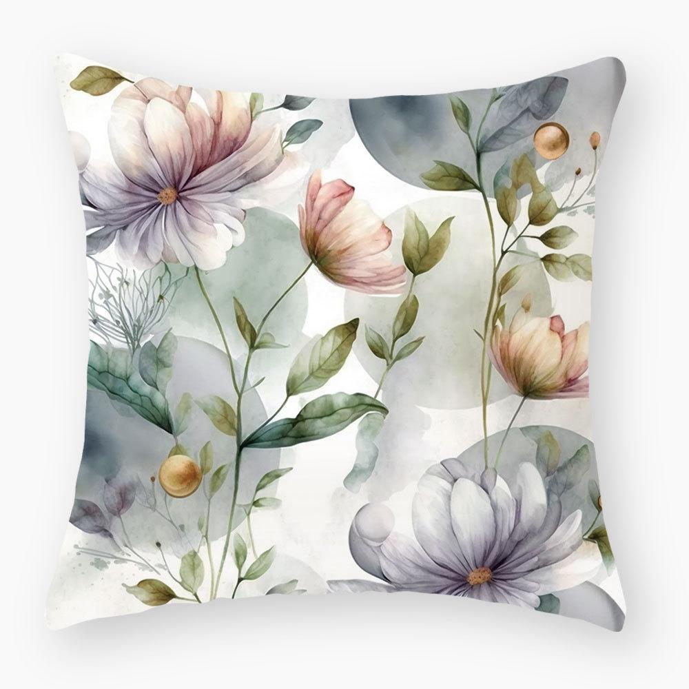 New Plant and Flower Print Pillowcase, Home Sofa Bedside Pillow Cushion Cover, Car Seat Cushion Cover