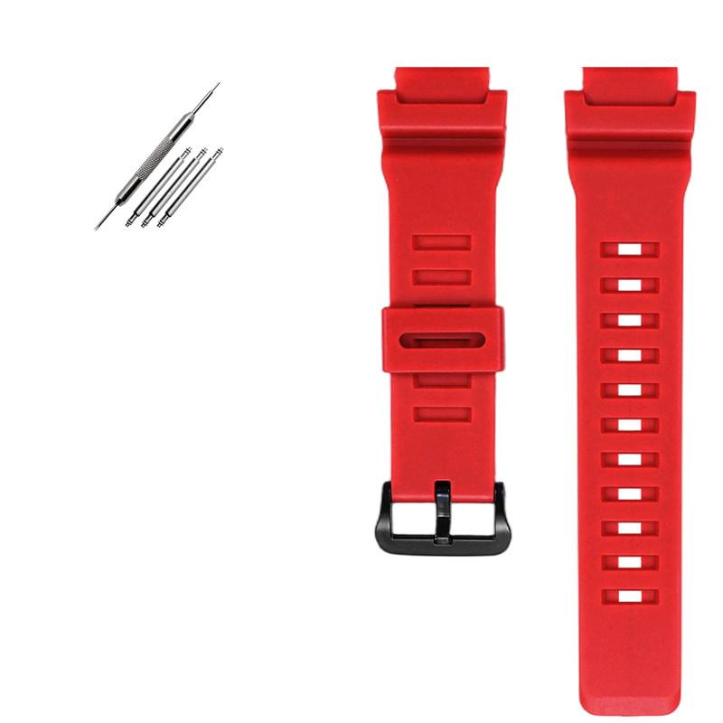 

18MM Silicone Watch Strap for Casio WS-1400H/1300/1700H W-737H Sports Resin Silicone Watch Strap Accessories for Men s Bracelets 18mm червоний