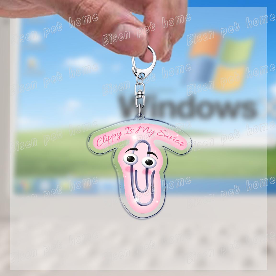 

Funny Clippy Retro Word Keychains for Accessories Bag Cute Office 90s Meme KeyChain Ring Jewelry Fans Gifts Keyrings
