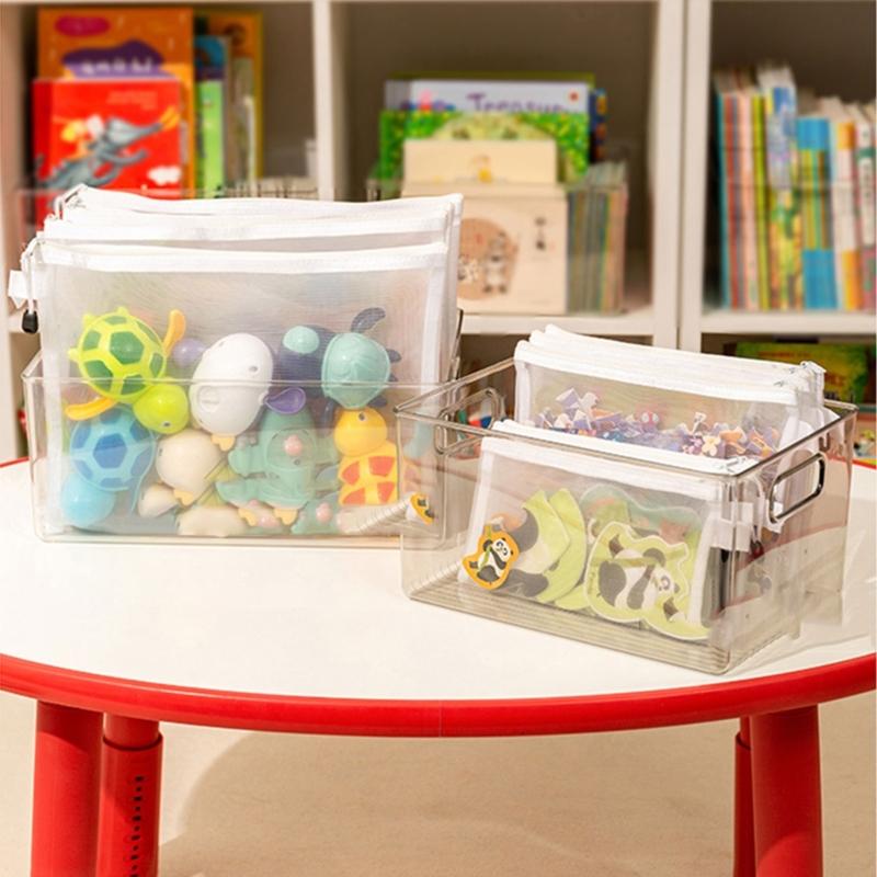 Breathable Zippered Mesh Organizers Pouch For Building Blocks Puzzle Portable Travel Toy Storage Solution