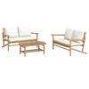 3 Piece Garden Lounge Set with Cushions Cream Bamboo