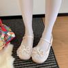 Japanese lace bow ballet round head low heel lolita sweet girl princess style small leather shoes