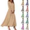 Kjoler For Damer Vintage Blomst Tunika Midjet Midi Kjole Sommer Casual 3/4 Ermet Kjole