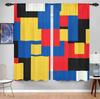 2Pcs Mondrian Style Curtains 3D Colorful Square Pattern Living Room Study Sunshade Modern Art Decor Curtains
