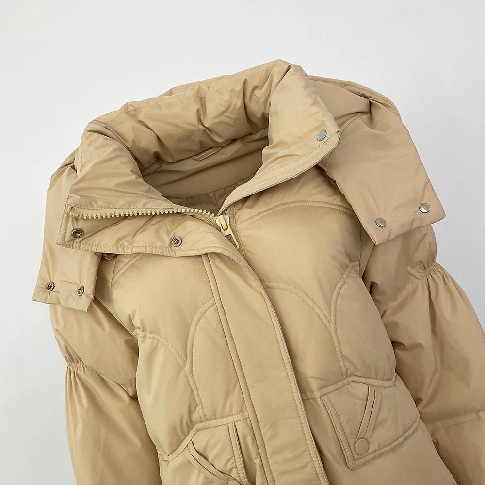 OFTBUY Осень-зима 90% белый утиный пух теплая куртка женская пуховик средней длины пальто — фото 9