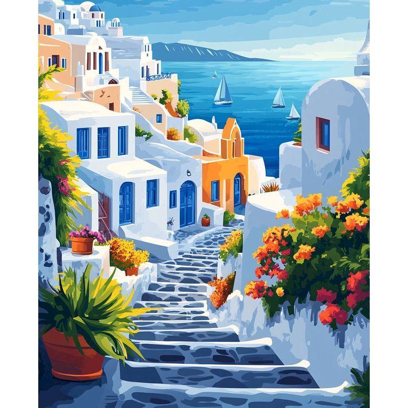 CHENISTORY Paint By Number Town Landscape For Adults DIY Frame Picture By Numbers Seascape Acrylic Paint On Canvas Home Decor