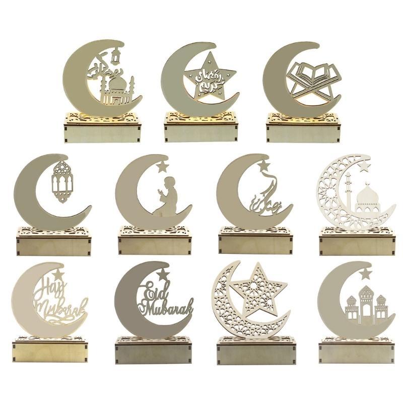 EID Mubaraks Ornament Moon LED Light Ramadans Decoration for Home Islamic Muslims Party Decoration Kareem Eid Gift