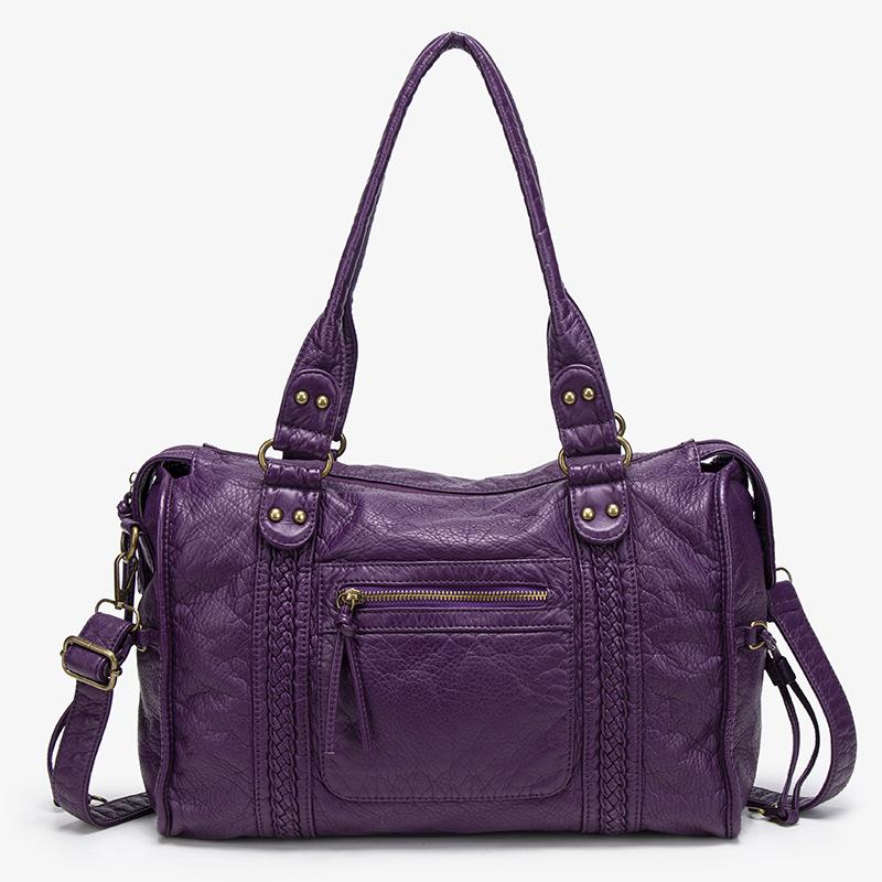 

Luxury Designer Bags for Women Washed PU Leather Shoulder Bag Soft Top Handle Handbags and Purses Shopper Boston Bags Purses