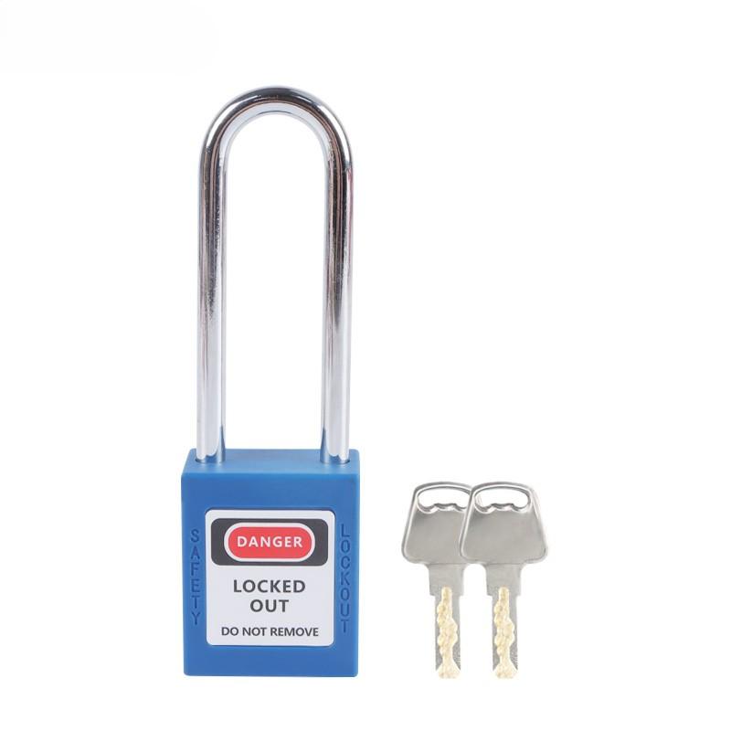 QVAND Quality Certified 76mm Steel Long Shackle Nylon Safety Padlock Key Operated High Safety