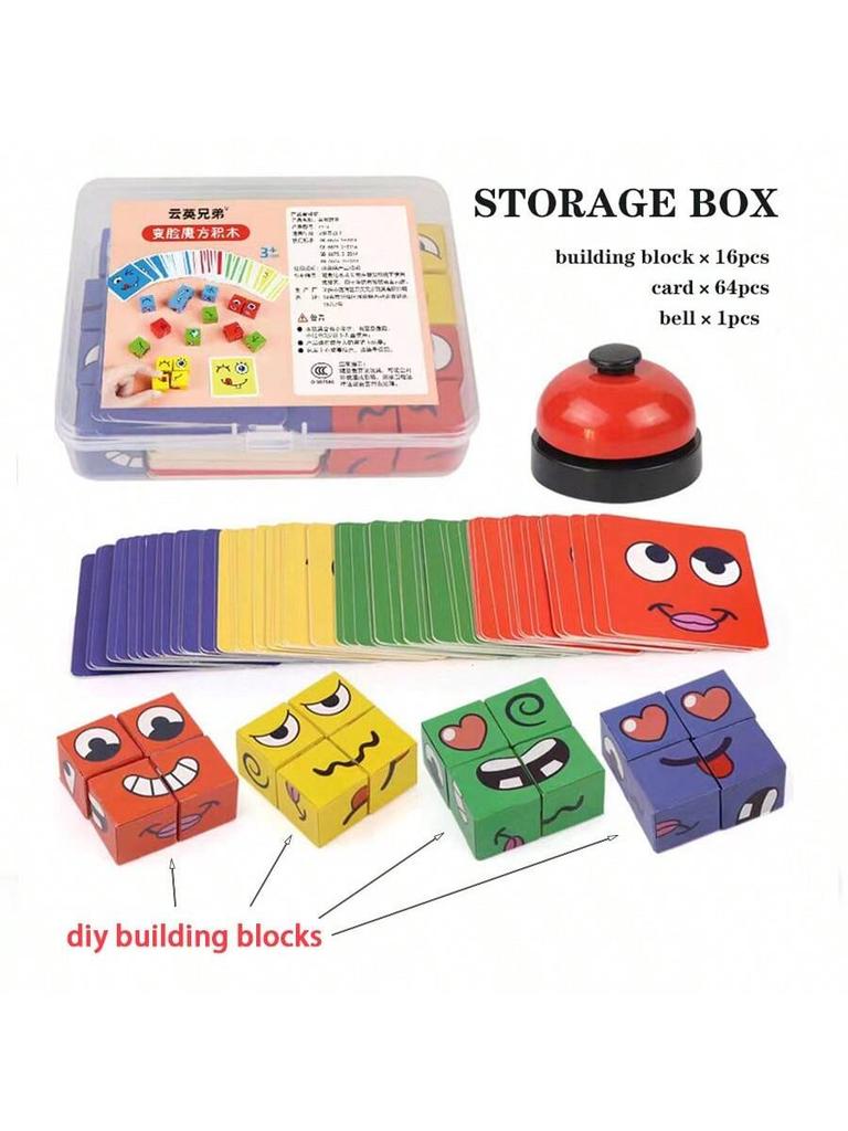 Toys Educational Face Change Expression Puzzle Building Blocks Montessori Cube Table Game Toy Early for Gifts Kids Children