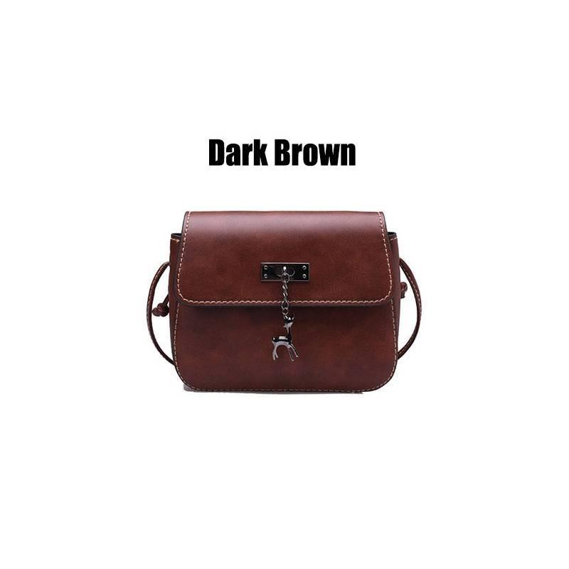 European And American Retro Style Small Saddle Bag With Deer Pendant Pu Shoulder Bag