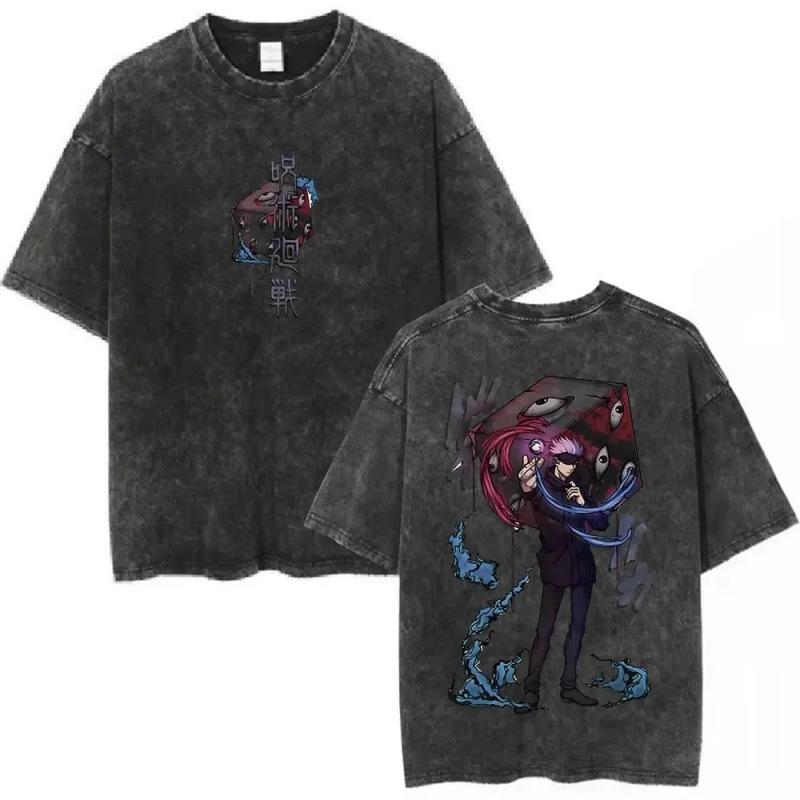 Sleeping On Both Sides To Fight Men'S And Women'S Short-Sleeved Washed Nuo T-Shirts Casual Loose Retro Couple Spell Round Neck