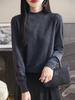 2025 Spring Women's Solid Color Half-High Collar Knit Wool Pullover Sweater