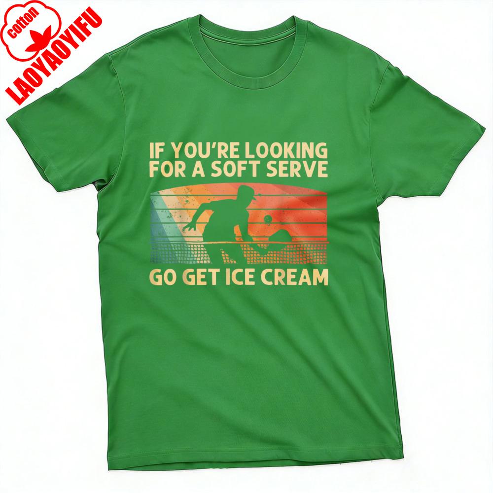 

Tennis Player with Ice Cream Text Summer Men TShirt Casual Vintage Style Graphic Tee for Outdoor Activities Sports Tees 4XL
