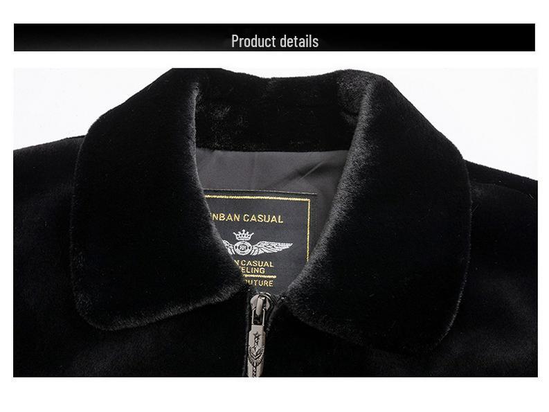 Men's Winter Faux Mink Coat 2025 - Warm, Thickened, Solid Color Lapel for Middle-Aged and Young Business Casual.