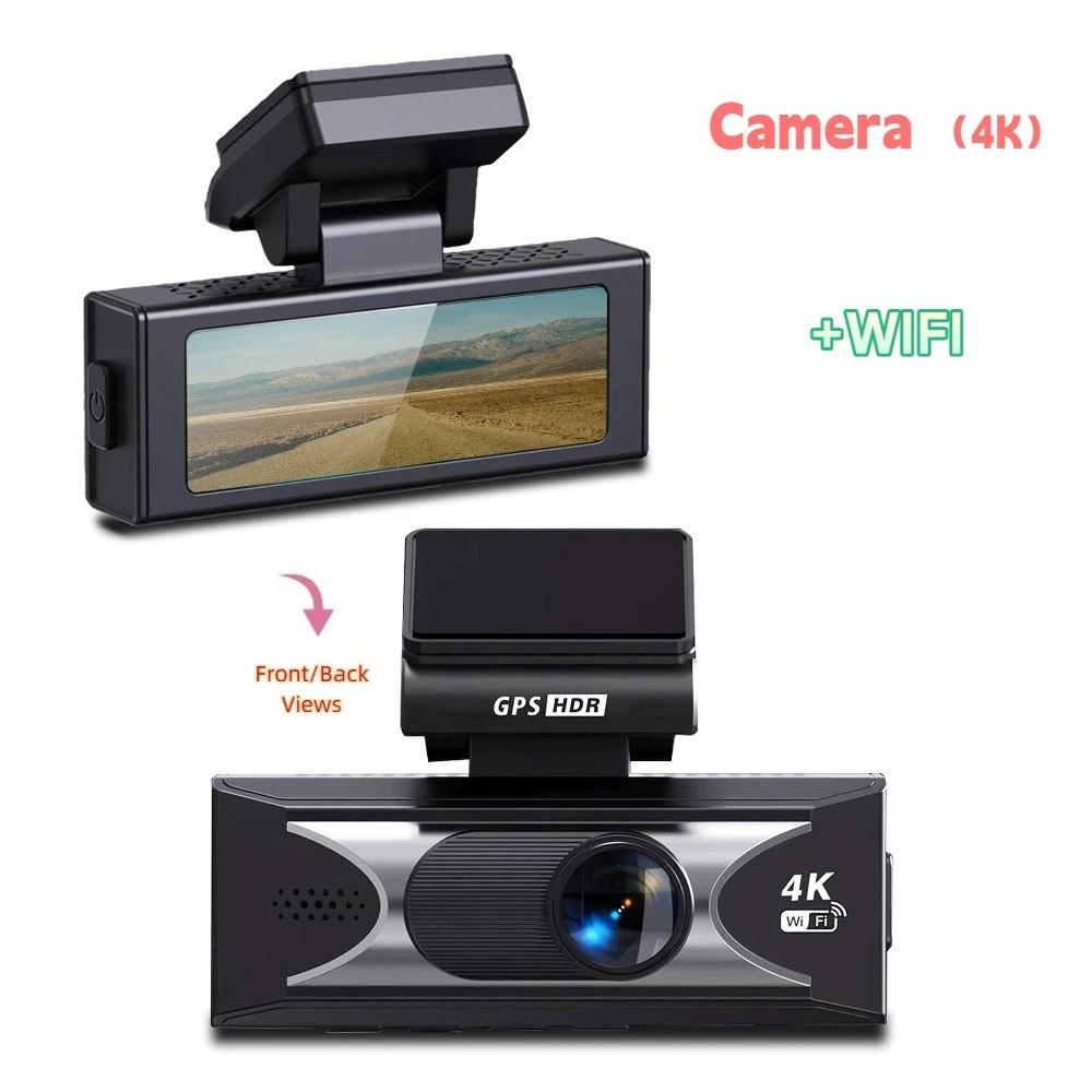 4K Dual Lens Dash Cam, Front and Rear Recording, Super Wide Angle, Night Vision, WiFi, GPS