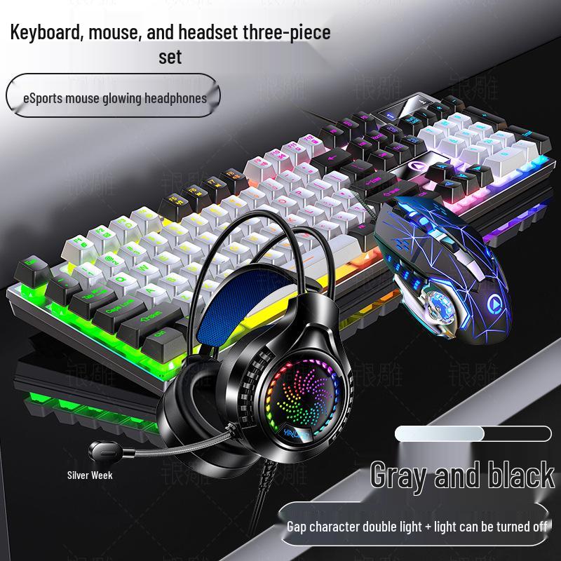 Silberne Skulptur K500 USB-Kabeltastatur & Geräuscharmes Gaming-Maus-Set