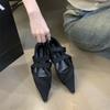 Low-heeled Fashion Cross-strap Single Shoes Women's Spring 2025 New French Style Foreign Style Foot Cover Pointed Head Shallow Mouth Small Single Sho