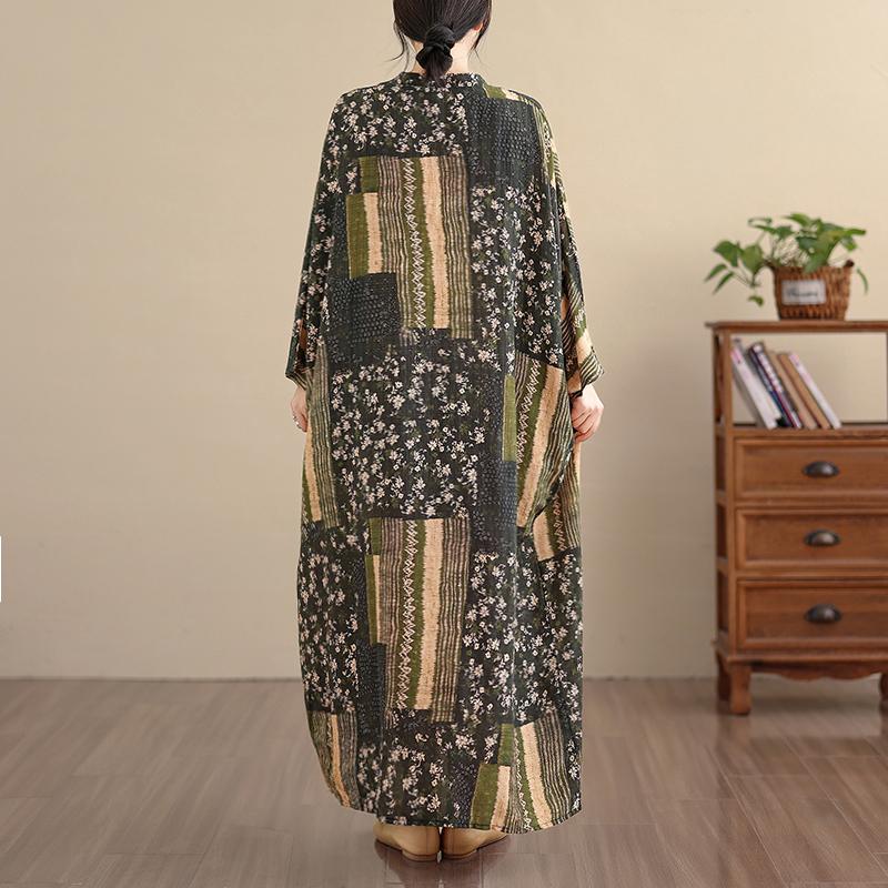 DIMANAF New 2026 Women Long Dress Plus Size Spring Summer Loose Basic Vintage Oversize Long Sleeve Maxi Floral