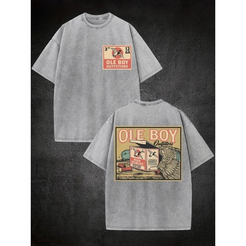 

Men S T-Shirt with a Vintage Old Boy Graphic - Double-Sided Wash, Round Neck, Casual Summer Tee Featuring a Unique Retro Design, Machine Washable S серый