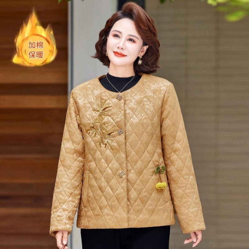

Autumn and winter cotton-padded jacket, autumn and winter warm new middle-aged and old women s clothing fashion light cotton-padded clothes 5XL [recommended 150-80kg] жёлтый