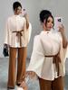European-Style Women's 2026 Stand Collar Belted Woolen Coat Set