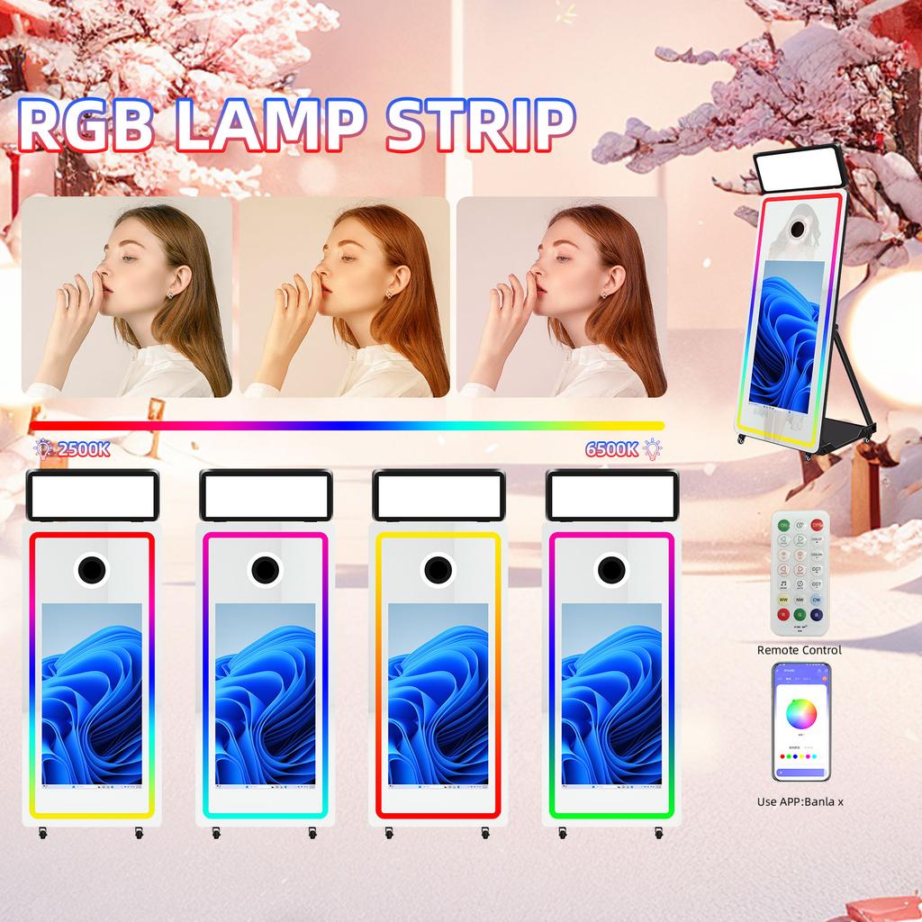 Unique Design Digital Photo Booth Mirror With 32 43 Inch Touch Screen Camera and Printer Selfie Magic Mirror Photobooth Machine