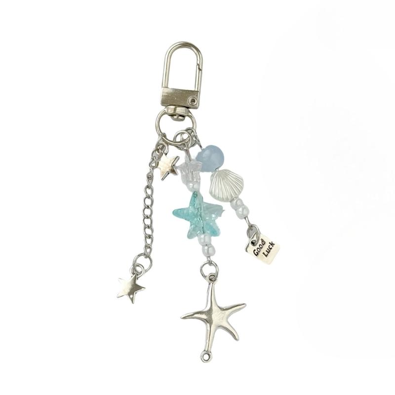 

Elegant Alloy Starfish Designs Phone Charm Portable Keyring for Phone Bags Fashionable Decoration