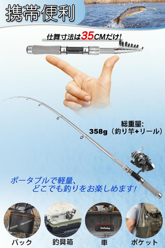 Fishing Casting Carbon Fiber Spinning Fishing and Storage Bag Suitable for and Freshwater Portable and Ideal for Beginners Set, 2.1m Rod, Rod, Reel,