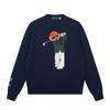 New Autumn Winter Pure Cotton Heavy Industry Embroidery Cartoon Round Neck Knitted Sweater Casual Trend Sweater