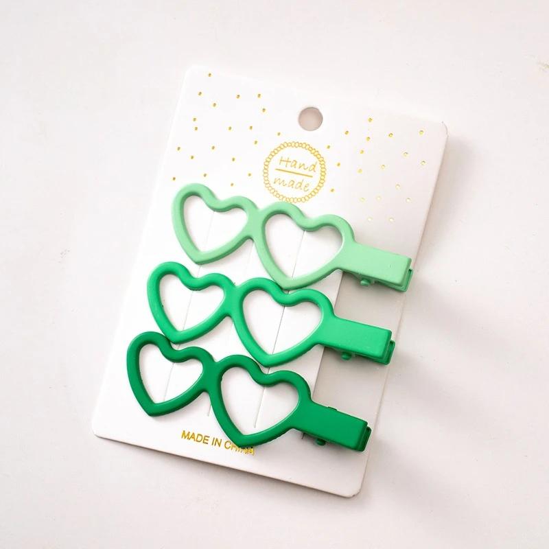 New 3pcs/set Colorful Love Heart Hair Side Clips Women Girl Hollow Bowknot Shaped Hair Clips Bangs Hairpins Kids Sweet Ornament
