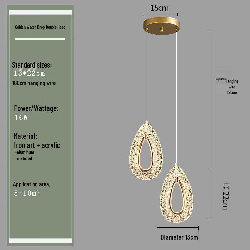 

NuFeng Creative Water Drop Bedside Pendant Light