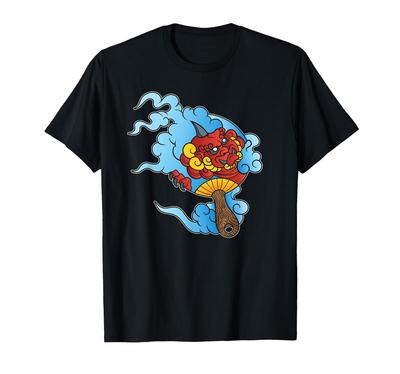 Japanisch Asiatische Ästhetik Drache Drachengott Böser Geist Dämon Teufelshörner Tattoo Streetwear Streetstyle T-Shirt