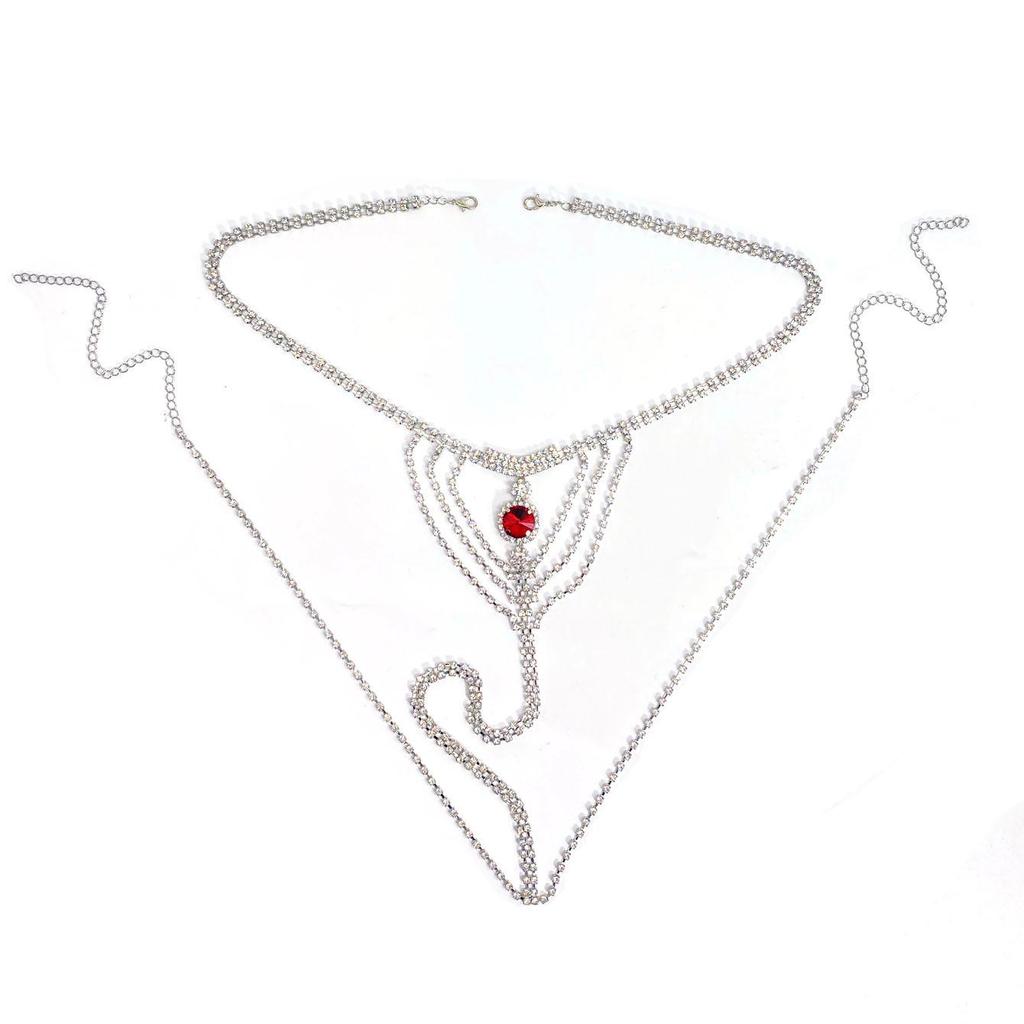 Ruby Rhinestone Bikini Body Chain - Sexy Nightclub Jewelry