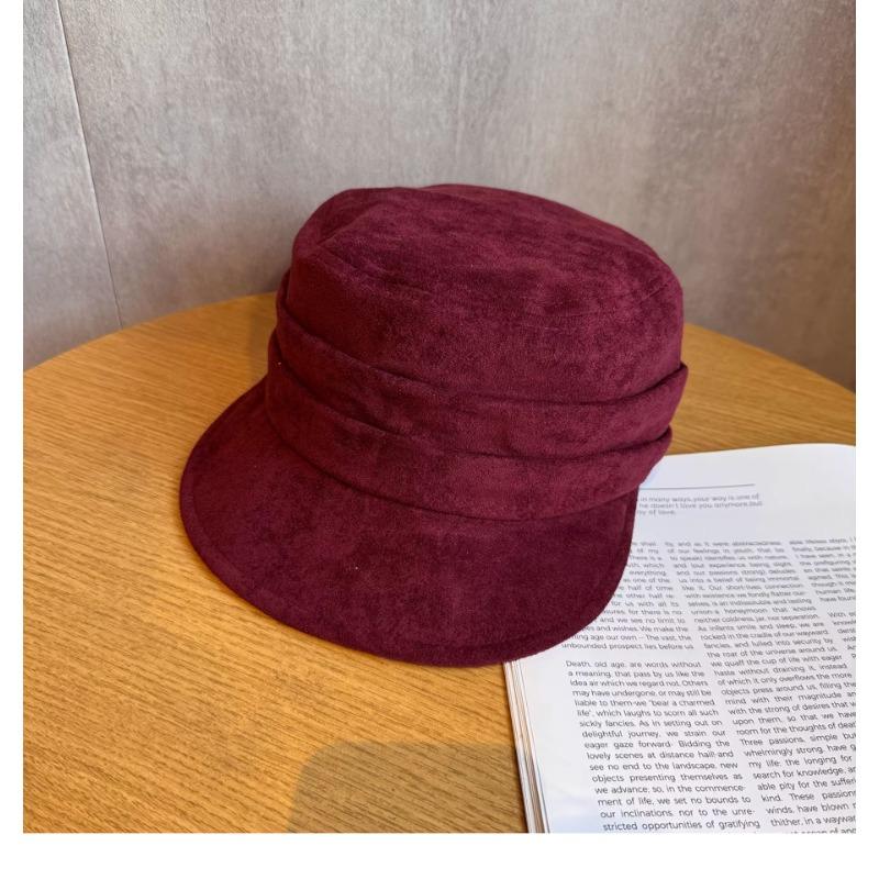 New Mocha Color Deerskin Fisherman Hat for Women's Baseball Cap British Retro Versatile Equestrian Hat Showing Small Face