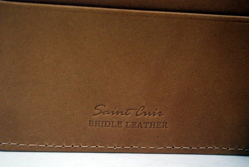[Saint Cuir BRIDLE LEATHER] Thomas Bridle Leather and Tanned Leather Bifold Wallet (with Box-Shaped Coin Purse) (Dark Chocolate)