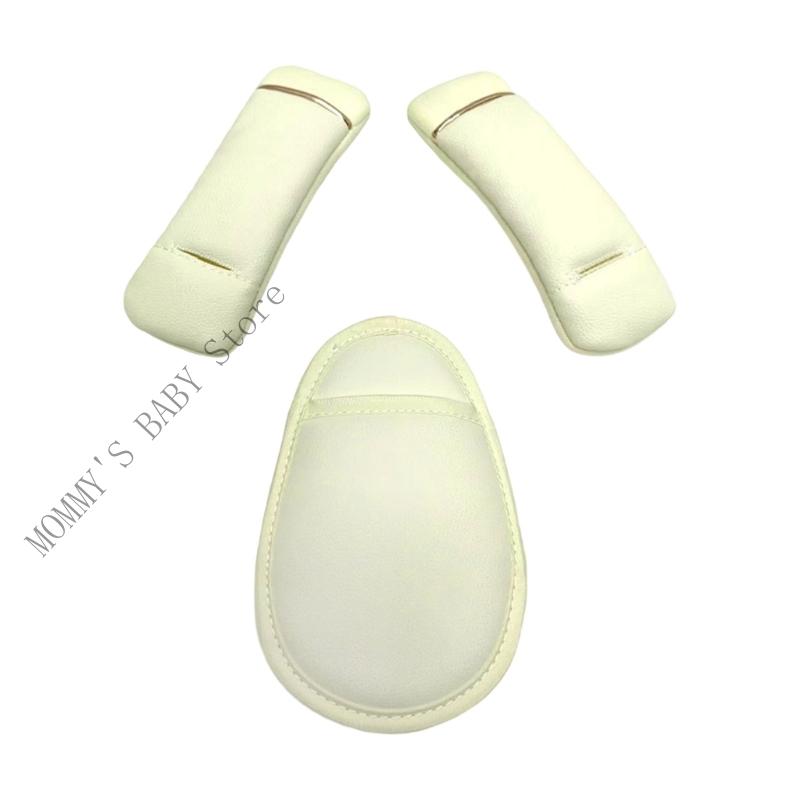 H3CD 3 Piece Car Padding Set Plush Shoulder Support Strollers Protectors With Reinforced Front Panel Quick Installation