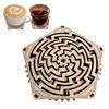 Kinetic Coaster Handmade Unique Pentagram Design Swivel Wooden Coasters Subtle Spiral Texture For Home/Office Decor Gifts