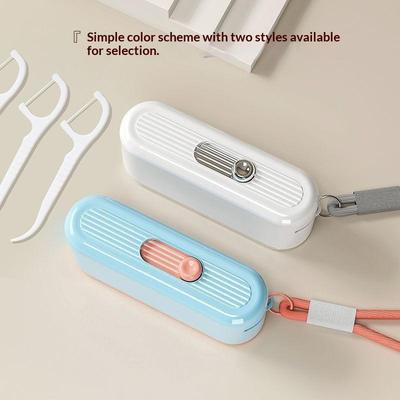 Automatic Dental Floss Pick Storage Box Portable Food Grade Floss Container with Lanyard for Family Daily Use