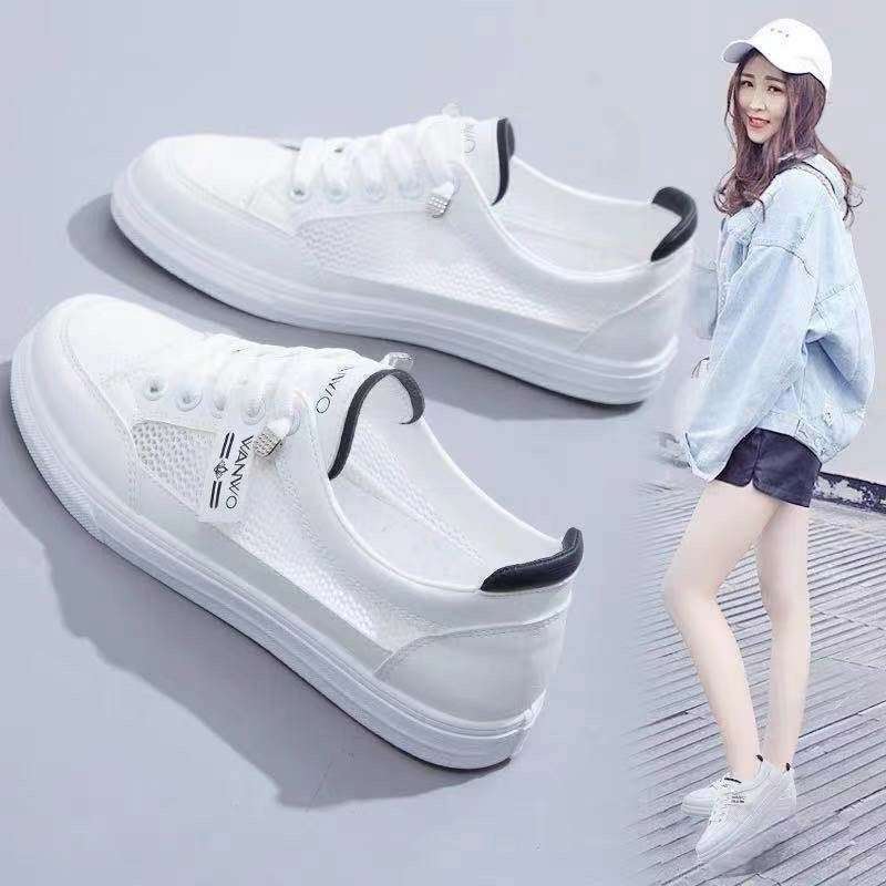 New versatile spring and autumn summer 2025 little white shoes children thin casual flat baseplate shoes mesh shoes breathable mesh
