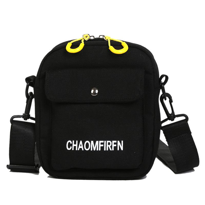 

Ins Internet celebrity small black canvas bag women s 2020 winter new trendy fashion messenger bag retro student shoulder bag чёрный